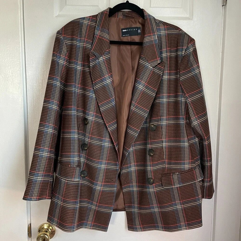 ASOS DESIGN double breasted suit blazer in bold plaid